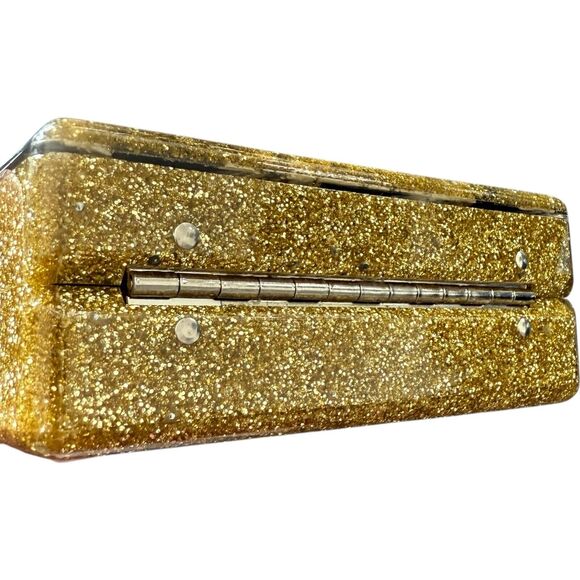 Edie Parker Gold/Black Chevron Acrylic Box Clutch/Bag - Picture 5 of 14